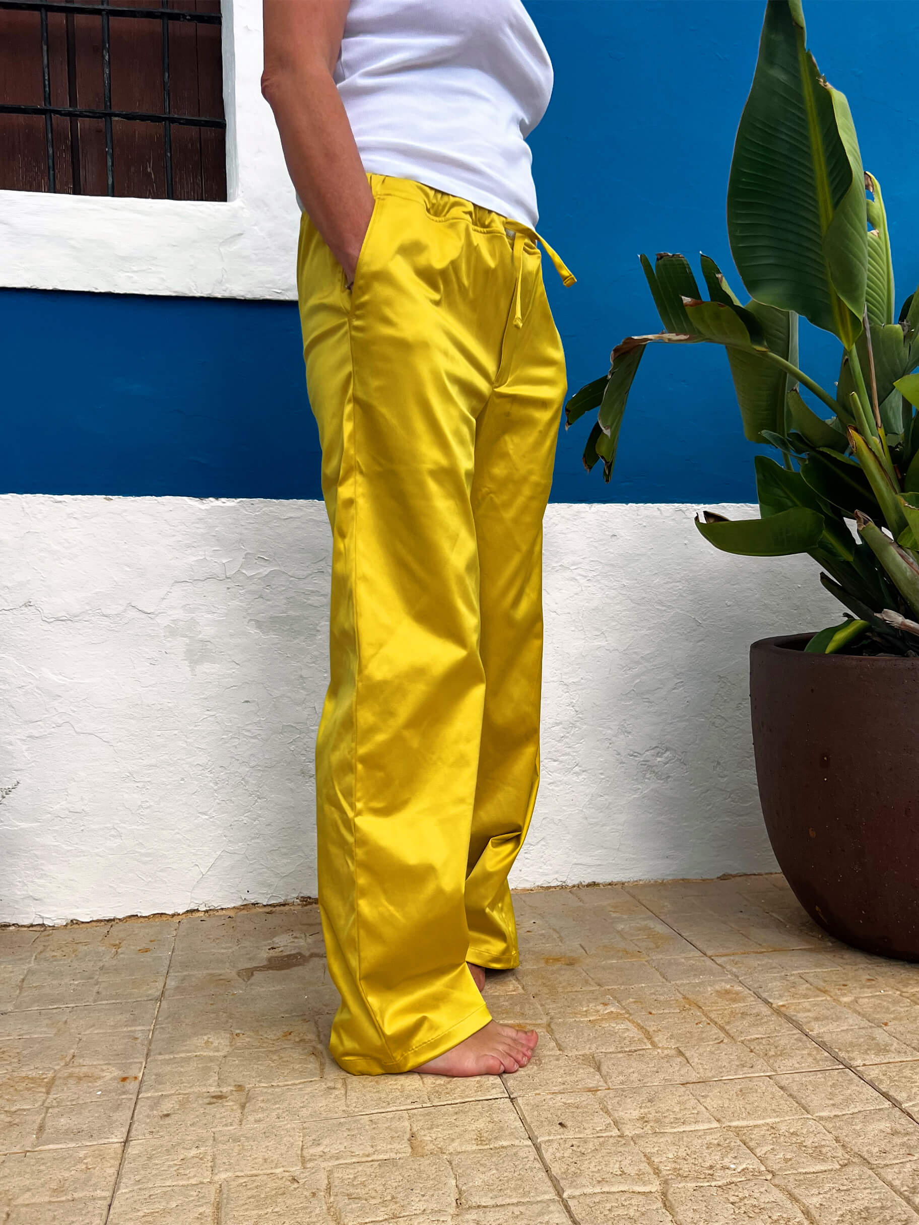 Goldgelb Pyjama Style Hose Damen & Herren