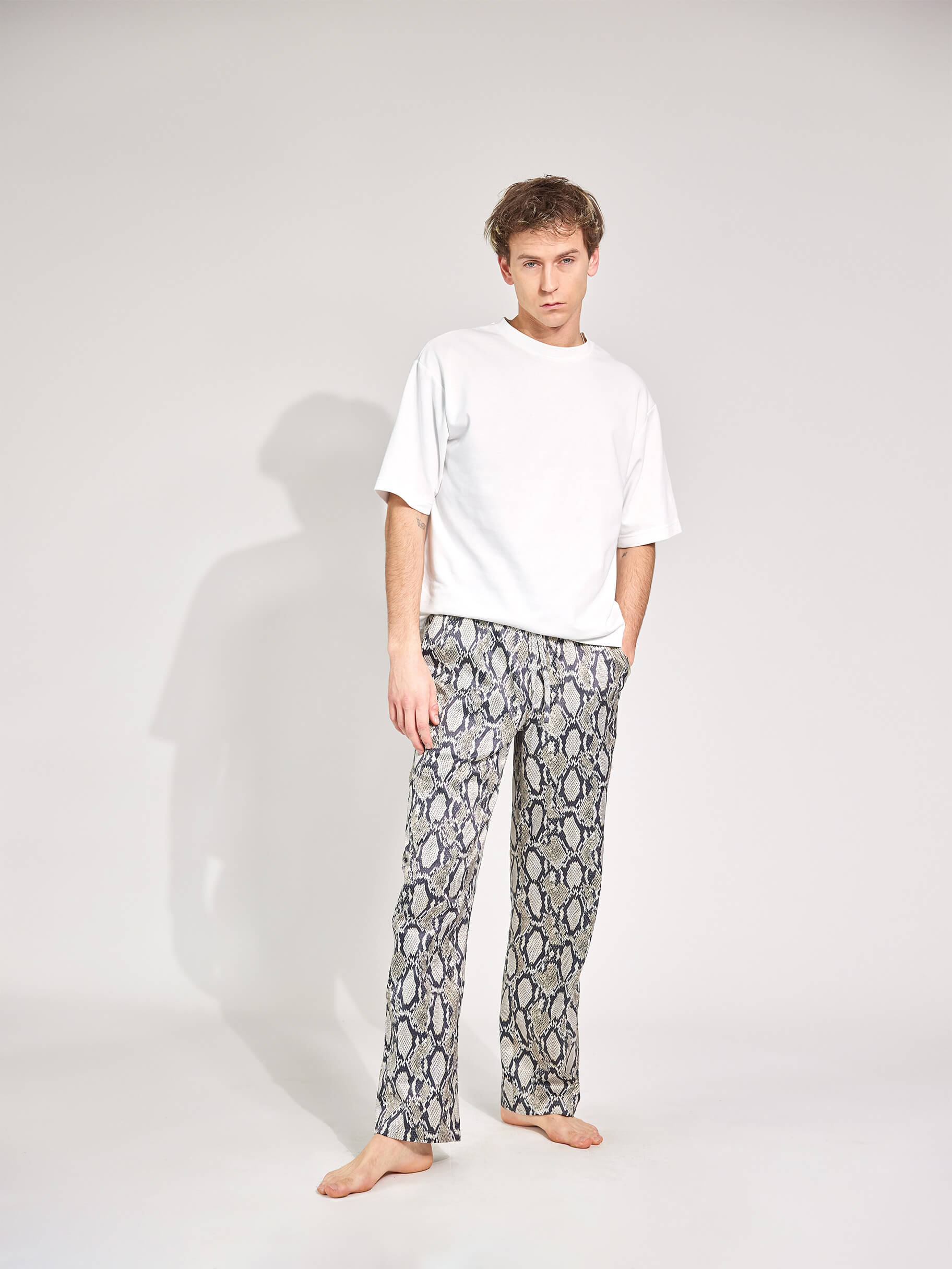 Snake Plissken Satinhose mit Schlangenprint