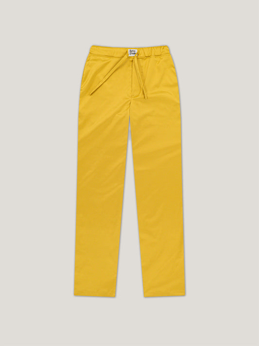 Frontansicht lange Pyjamahose in glänzend Gelb
