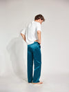 Blaue Satinhose Herren und Damen Rückansicht Betsy & Sons