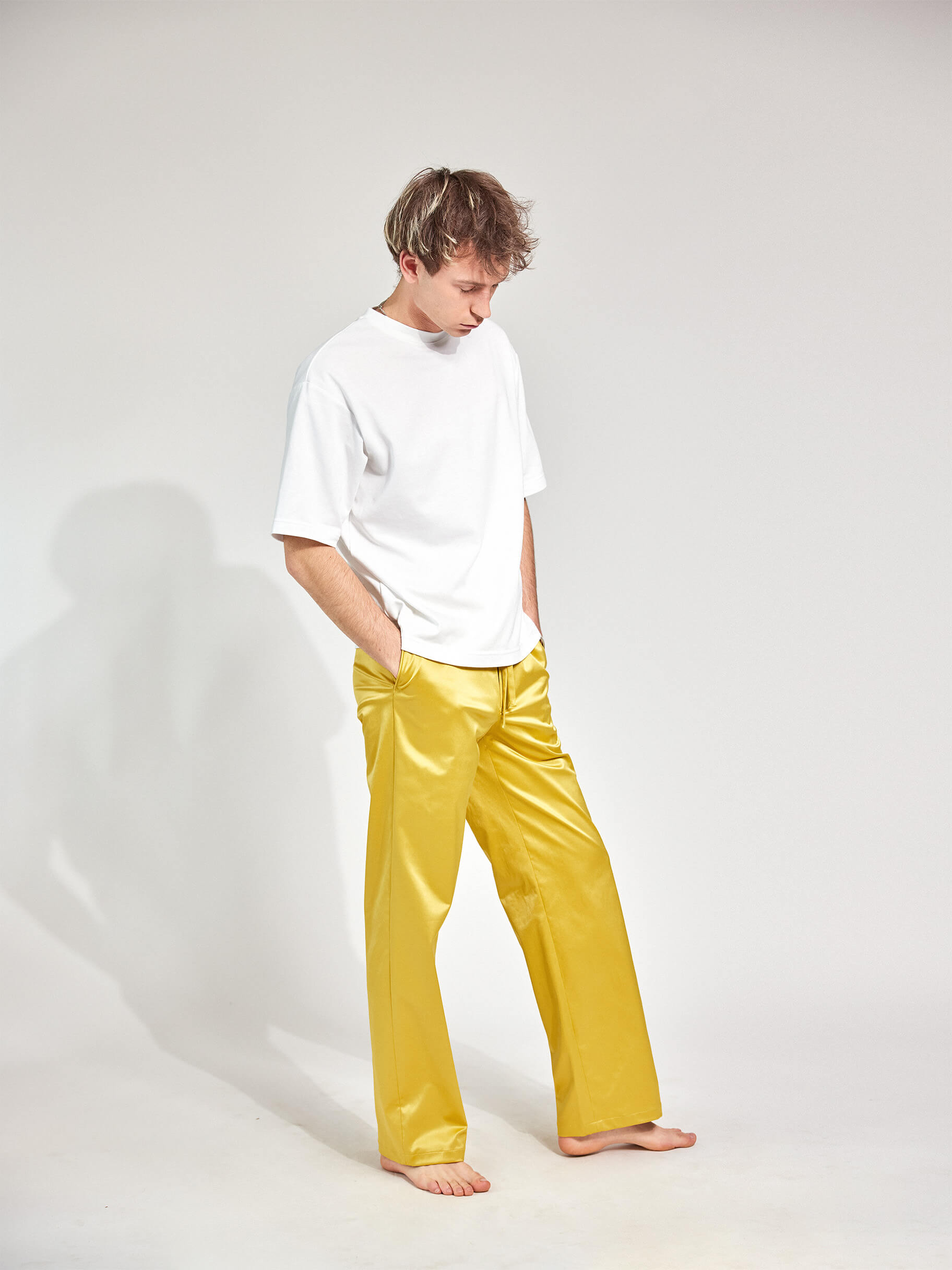 Goldgelbe Satinhose Streetwear Hamburg 