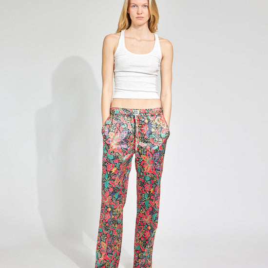 Power Paisley Satinhose mit Paisley-Print